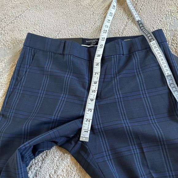 Banana Republic Ryan blue navy plaid wool trousers dress pants 6 new - Picture 12 of 13